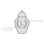 Custom Color Laurel Single Letter Monogram Ginger Jars
