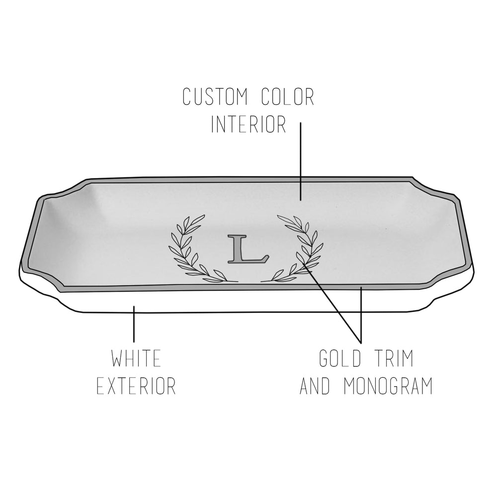 Custom Color Laurel Single Letter Monogram Trays