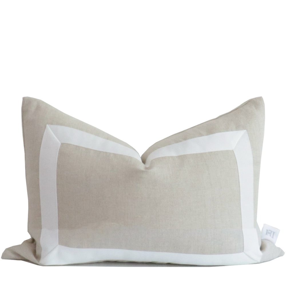 Dune Organic Linen Pillow Cover with White Ribbon Trim
