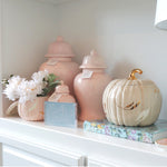 Layered Leaves Pumpkin Jars with 22K Gold Accents in Light Pink