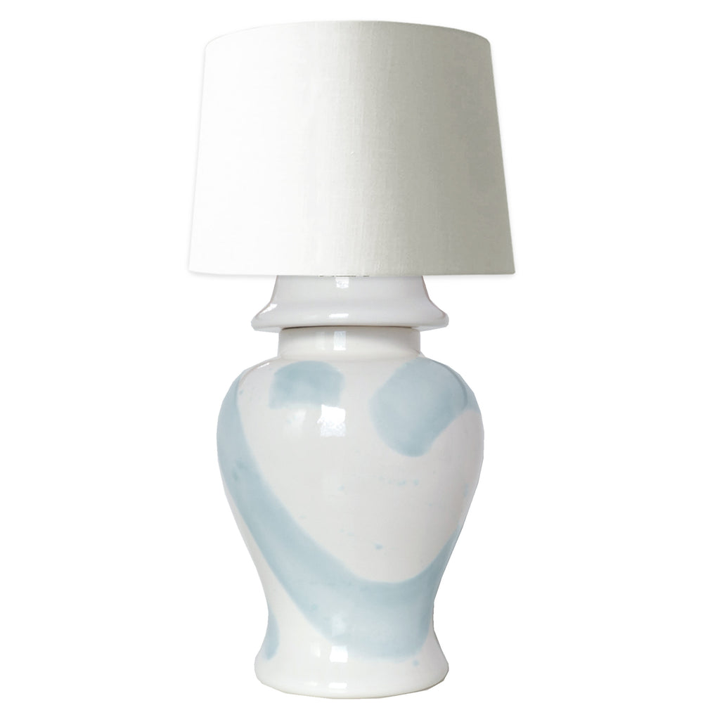 Hydrangea Light Blue Brushstroke Ginger Jar Lamp