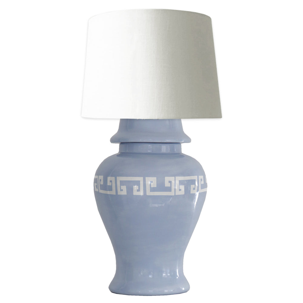 Serenity Blue Greek Key Ginger Jar Lamp