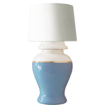 French Blue Color Block Ginger Jar Lamp