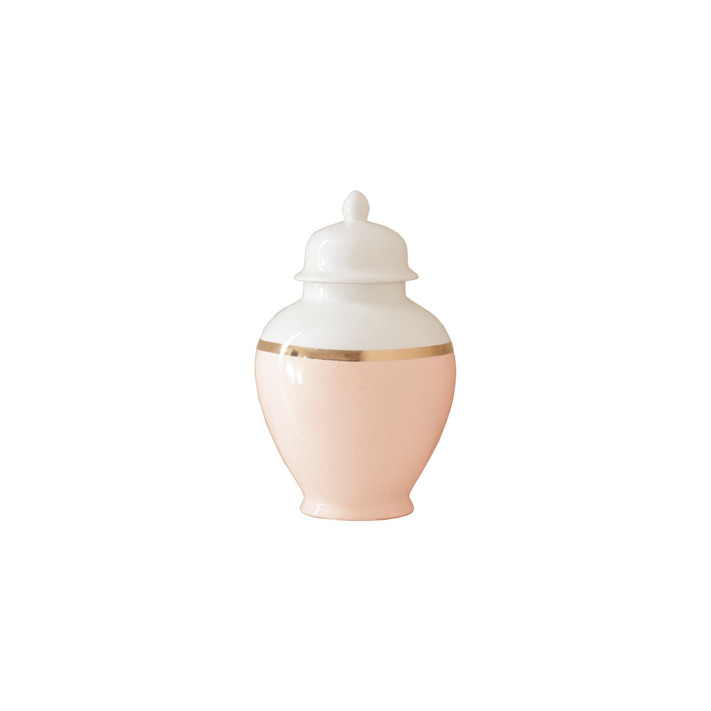 Blush Color Block Ginger Jar with Gold Accent – Lo Home