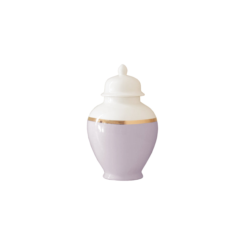 Light Lavender Color Block Ginger Jar with Gold Accent