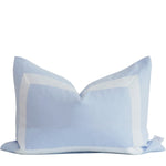 Sky Blue Organic Linen Pillow Cover with White Ribbon Trim