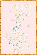 "Chinoiserie Garden 3" Framed Panel in "Blush" by Lo Home X Tashi Tsering