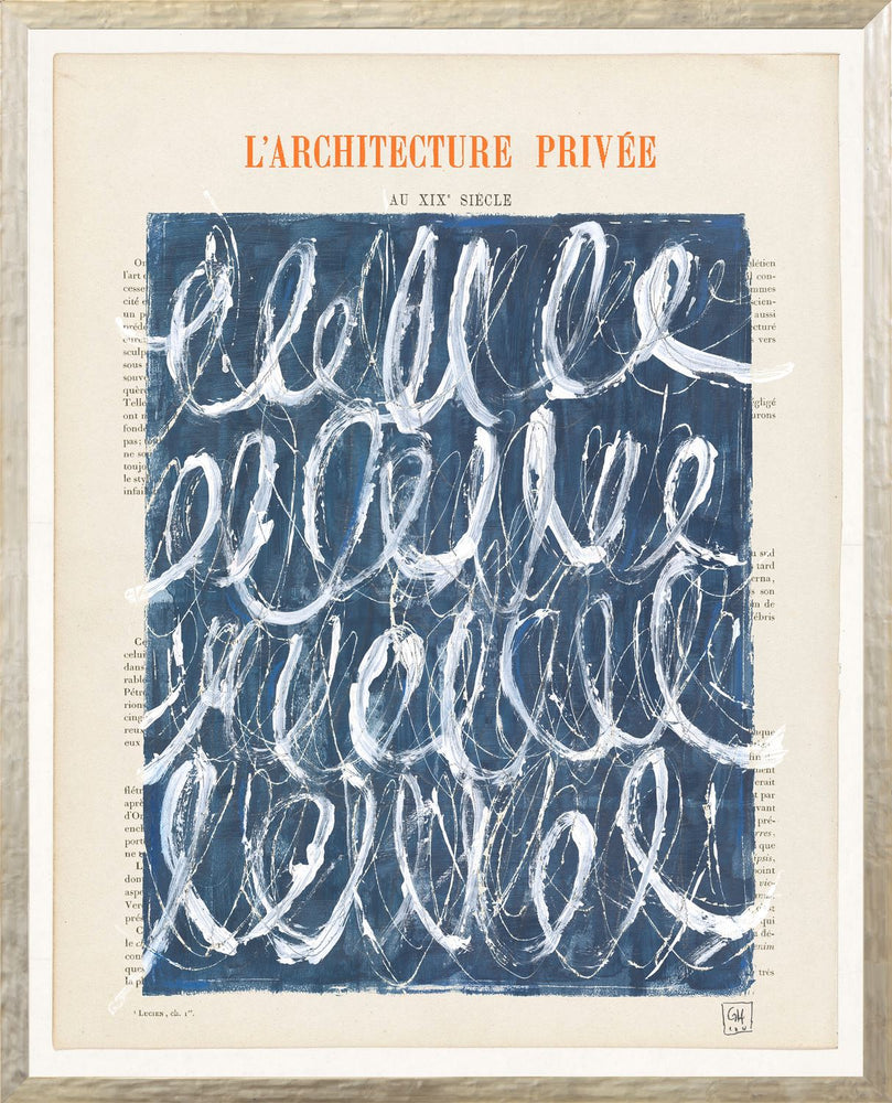 Parisian Page Print 13- Blue and White Abstract Loops