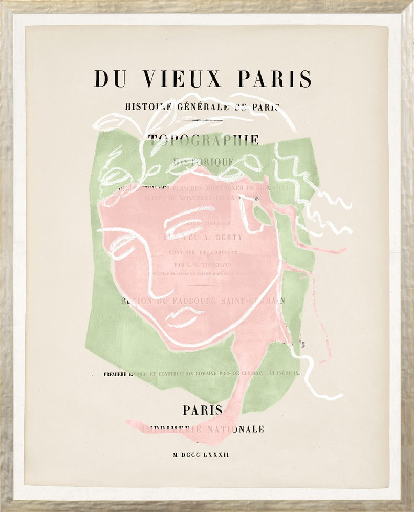 Parisian Page Print 1- Greek Portrait Pink and Green