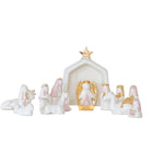 Light Pink Hand-Crafted 14 Piece Nativity Set with 22K Gold Accents