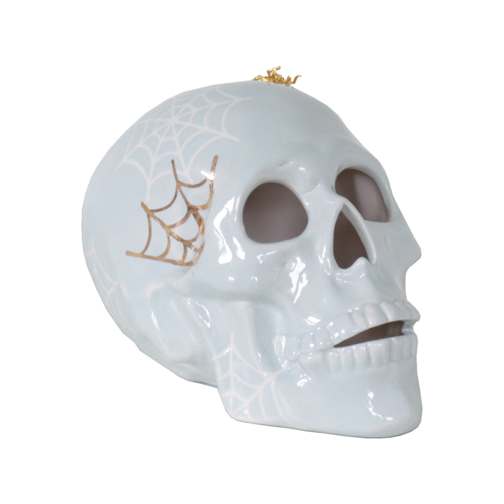 "Mr. Bones and Charlotte" Skull Decor with 22K Gold Accents- Light Blue