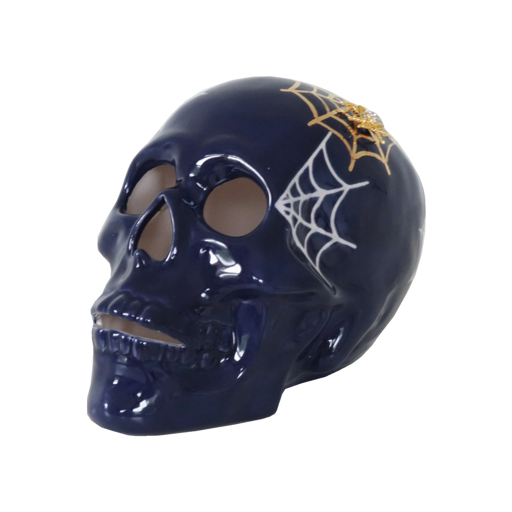 "Mr. Bones and Charlotte" Skull Decor with 22K Gold Accents- Navy Blue