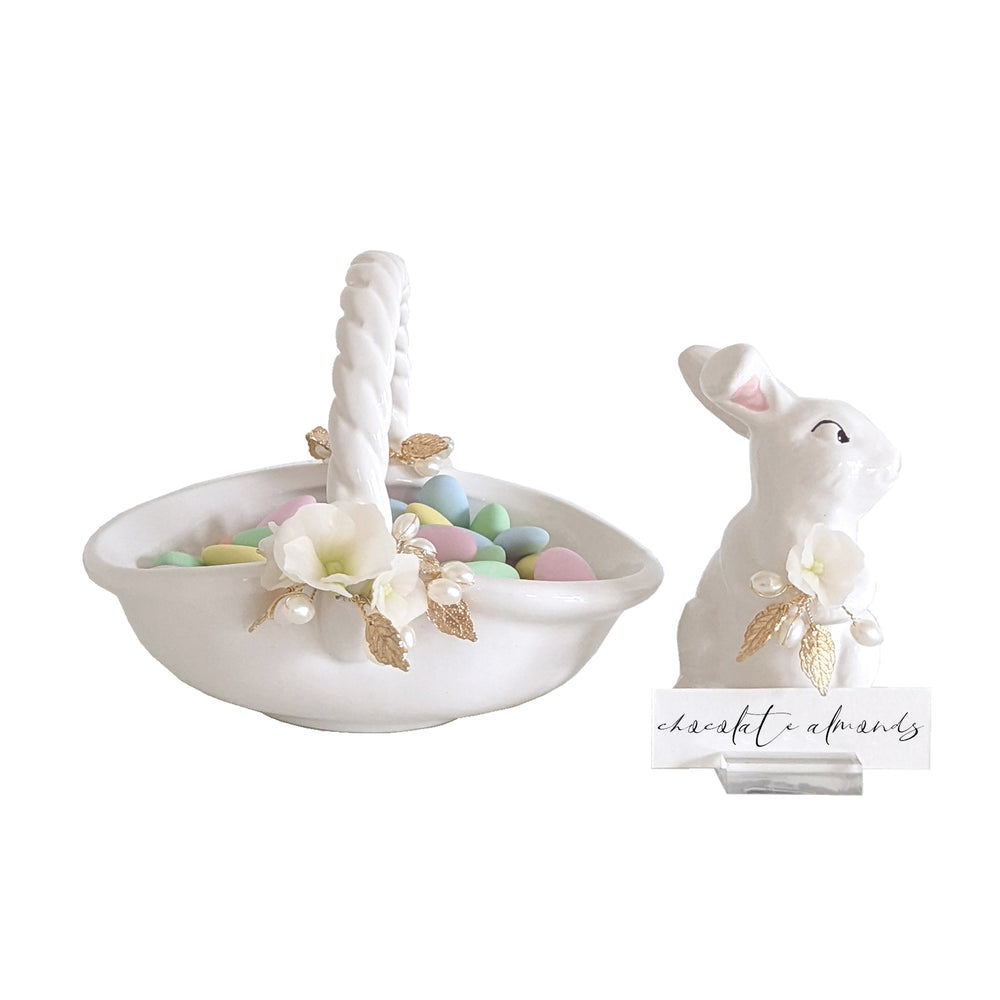 Bunny and Basket Serving Dish with Card Holder