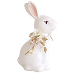 Ivory Sugar Bunny with Hydrangea, Pearl and Gold Accents