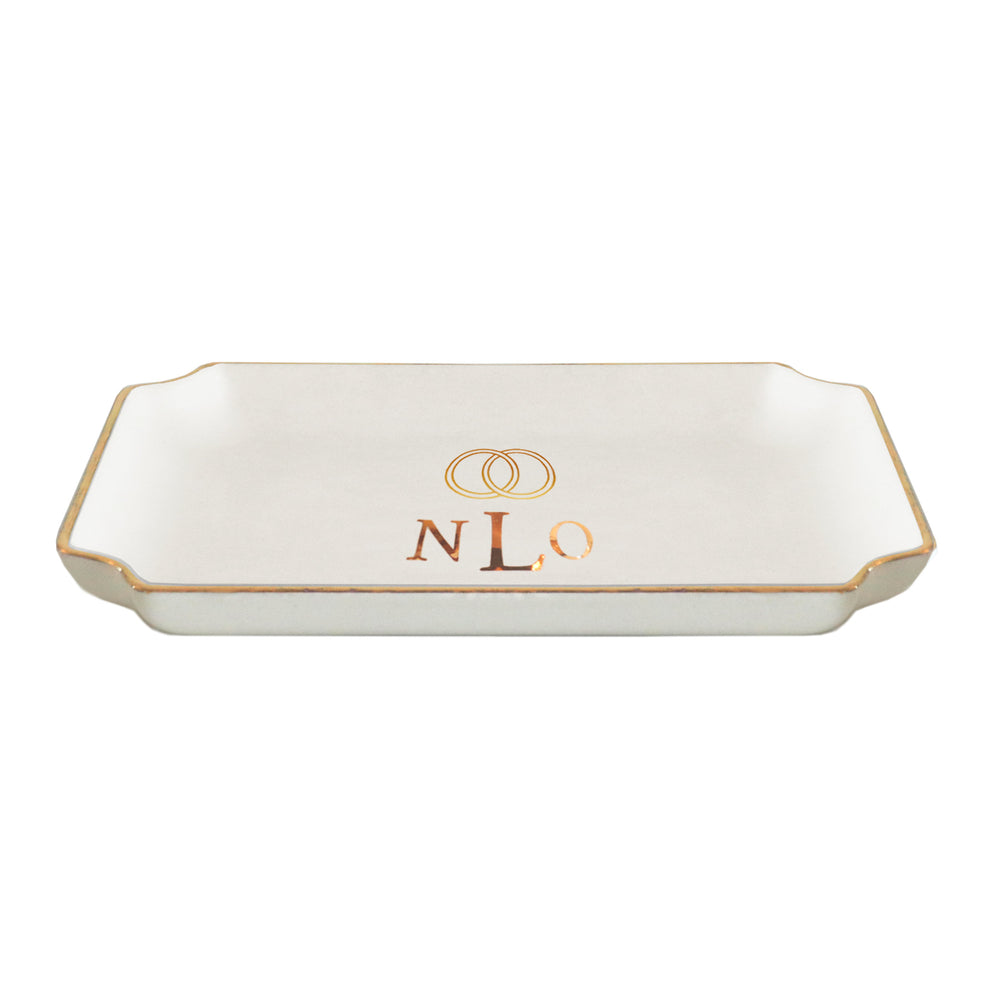 Wedding Keepsake Monogrammed Tray with Simple Bands – Lo Home